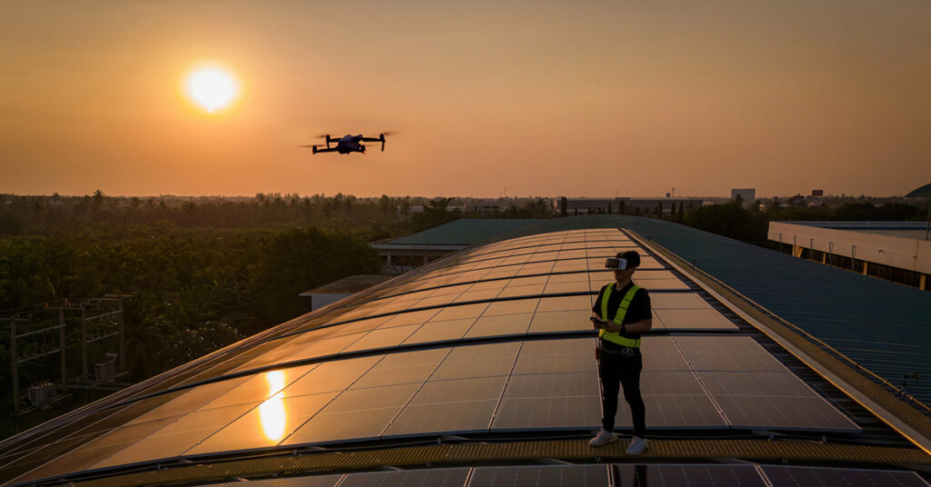 Drone operator flying virtual drone